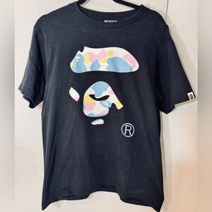 A Bathing Ape Black Graphic T-Shirt with Colorful Logo. New without tags